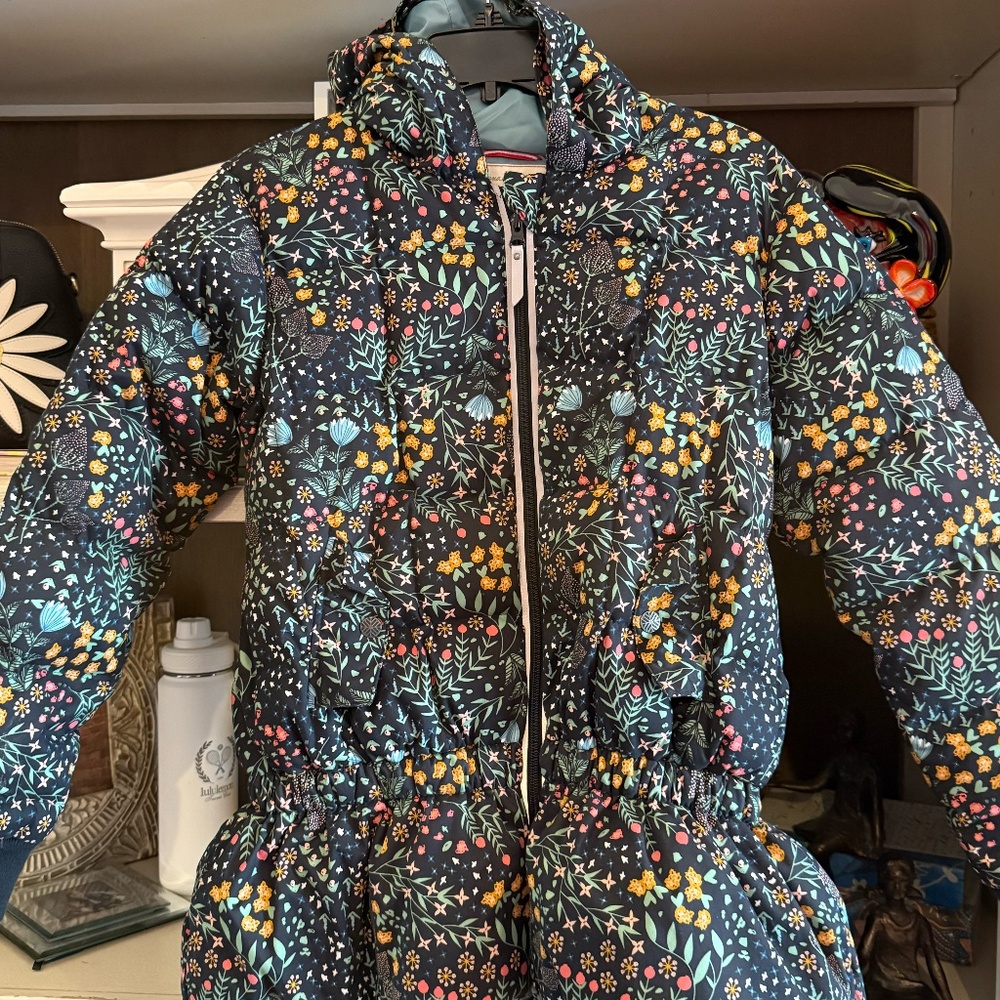 Hanna Andersson black floral jacket size 150 puffer hooded 11 13 years - Picture 2 of 5